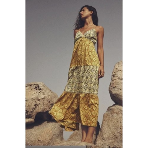 Zara Yellow Patterned Maxi Dress